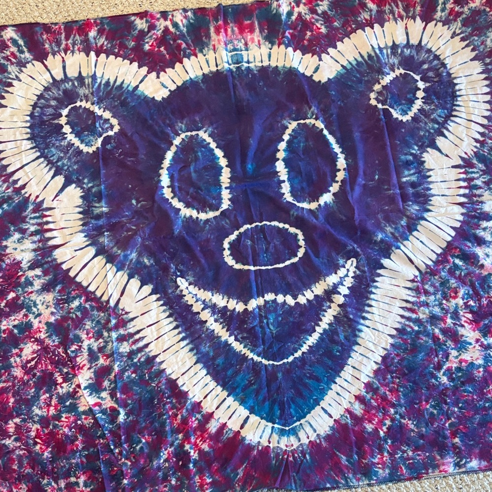 Grateful Dead Tie-Dye Bear Tapestry - Purple and Blue